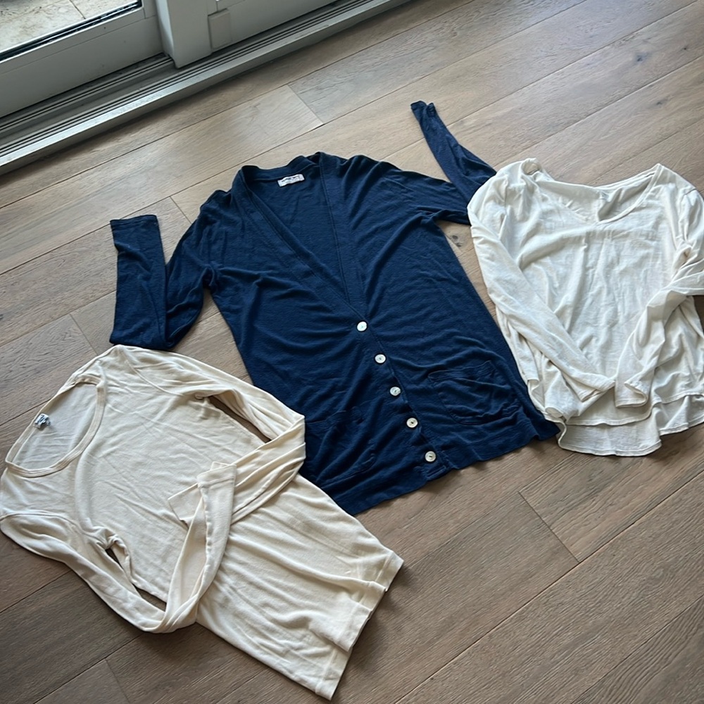 Micheal Stars Cartigan with pearl buttons plus 2 bonus long sleeve shirts